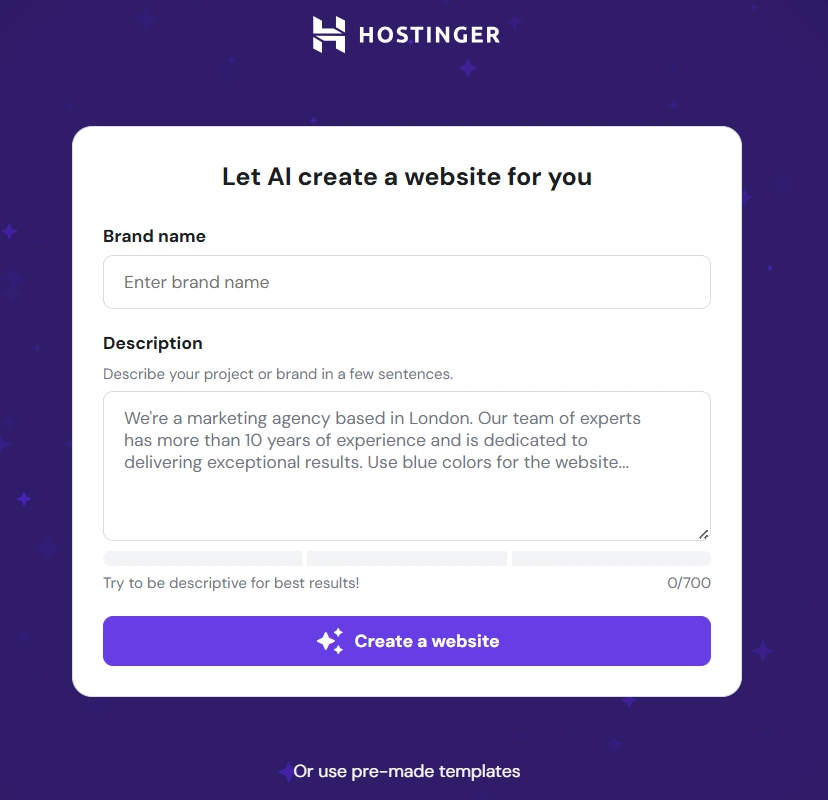 Hostinger AI Website Builder