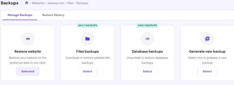 Hostinger Backup