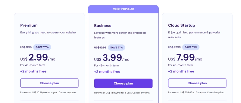 Hostinger Pricing