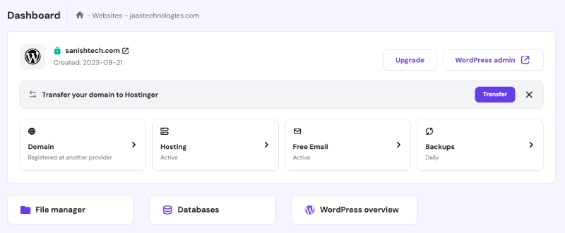 Hostinger Hpanel
