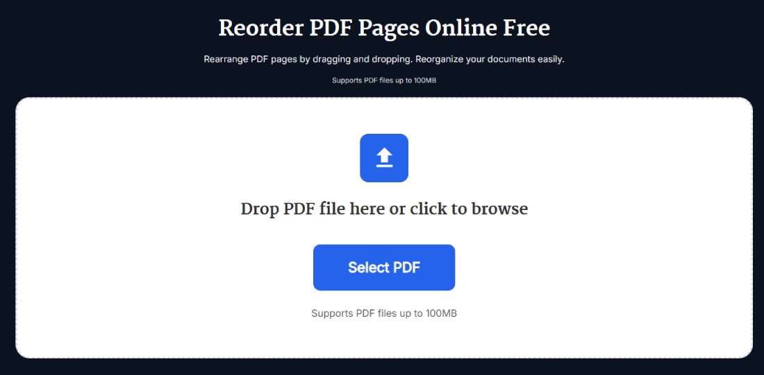 Reorder PDF pages online free with drag and drop