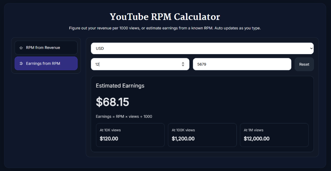 YouTube Playback Speed Calculator manual input mode showing adjusted video duration